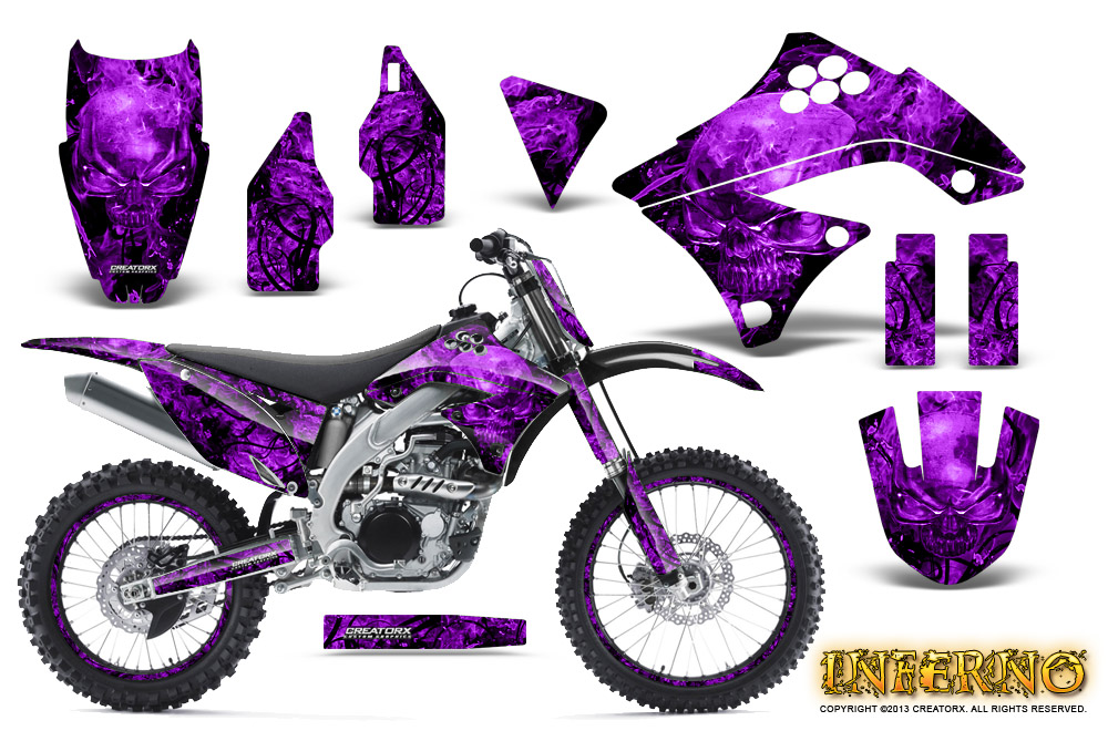 Kawasaki KX450F 09-11 Graphics Kit Inferno Purple NP Rims